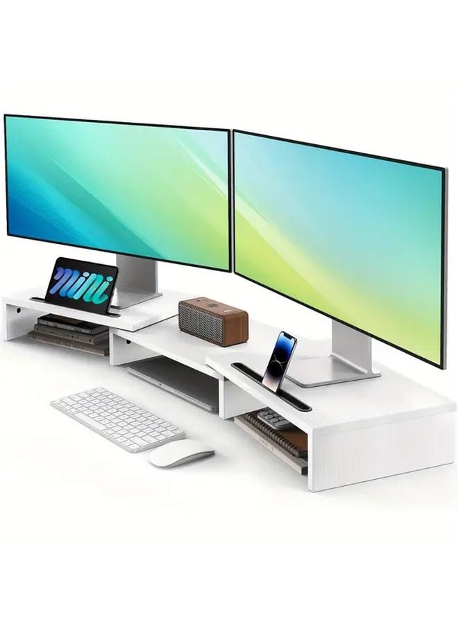 Baofali JJ959 Dual Monitor Stand with Storage Slots Adjustable Ergonomic Desk Organizer - Image 1